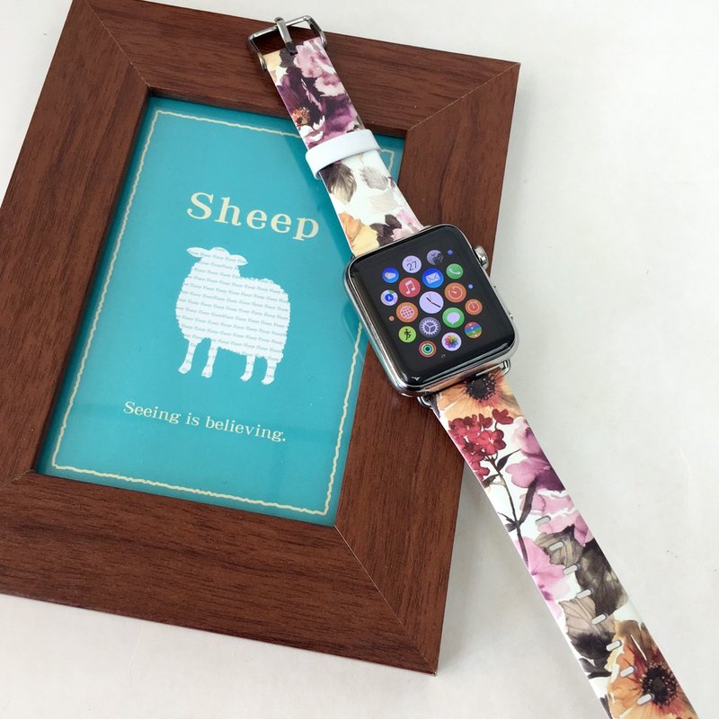 Apple / Samsung Watch  怀旧花图案手表带适合任何型号 - 其他 - 真皮