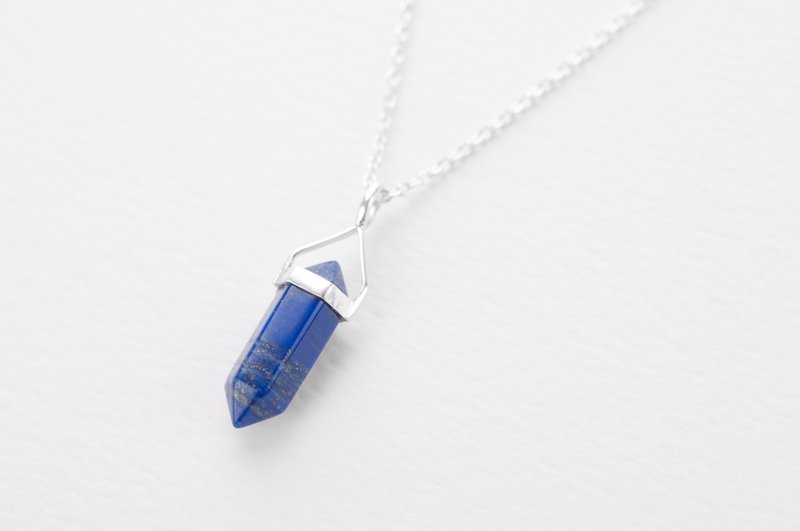 ▲玖月诞生石-青金石双尖纯银长项链 Lapis Lazuli ラピスラズリ▲ - 项链 - 宝石 蓝色