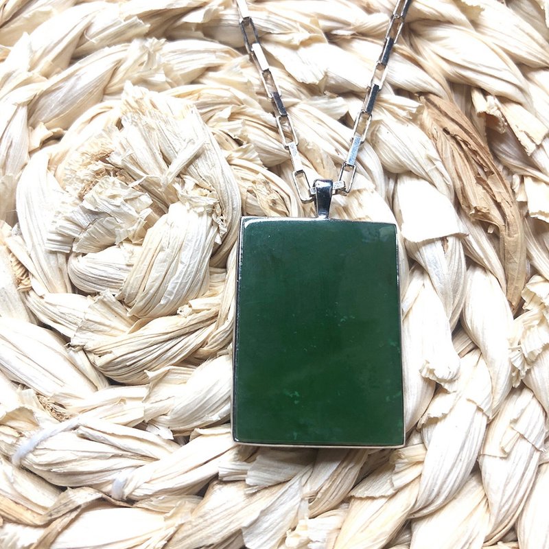 平安无事牌 天然碧玉 男坠 925 纯银 A货 正反双戴款 情人节 礼物 - 项链 - 玉石 红色