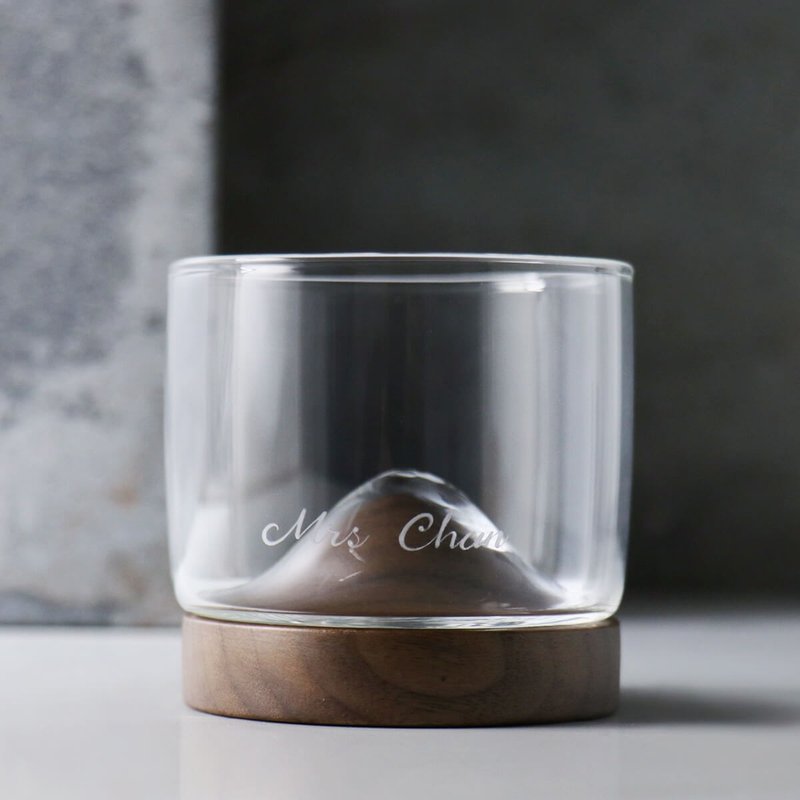 120cc【哲学生活小山杯】黑胡桃木 原木山形酒杯 茶杯 老师礼物 - 茶具/茶杯 - 玻璃 咖啡色