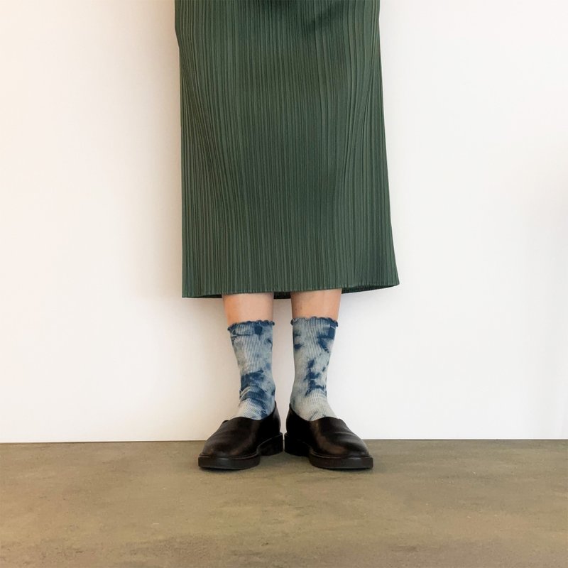 日本制造 靛蓝染色 JAPANBLUE INDIGO DYED SOCKS 褶边 #5 - 袜子 - 其他人造纤维