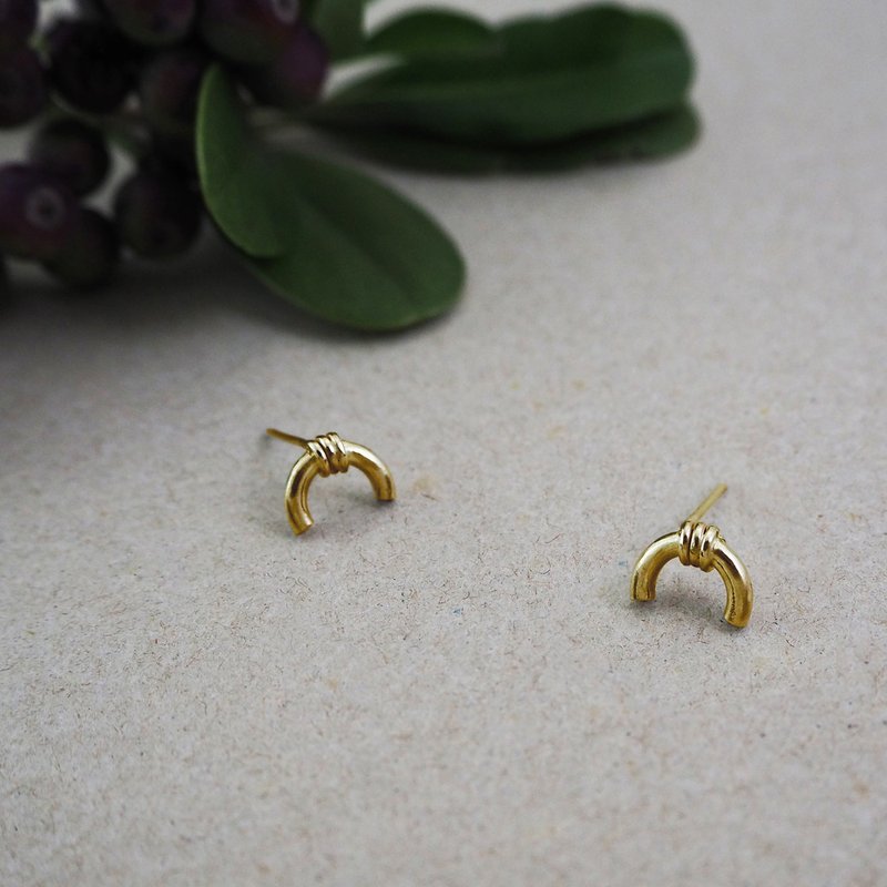 【彩虹】rainbow earring k_彩虹耳环 限量 设计师 手作 18K金 - 耳环/耳夹 - 贵金属 金色