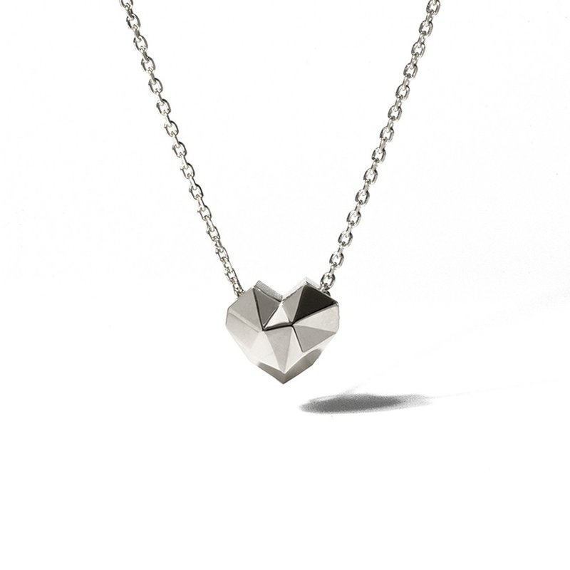 斜角心形项链 925纯银 - 项链 - 其他金属 银色