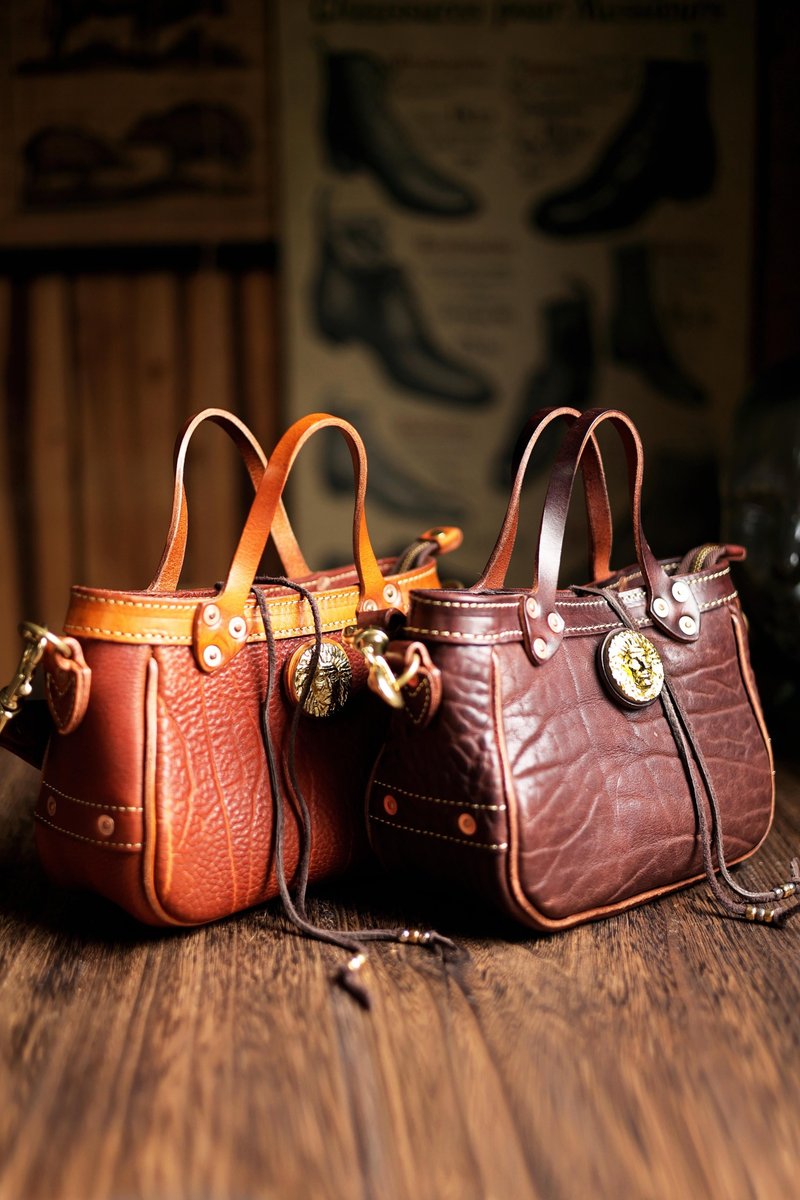 美式复古 印第安风头层牛皮手提包 - 手提包/手提袋 - 真皮 多色