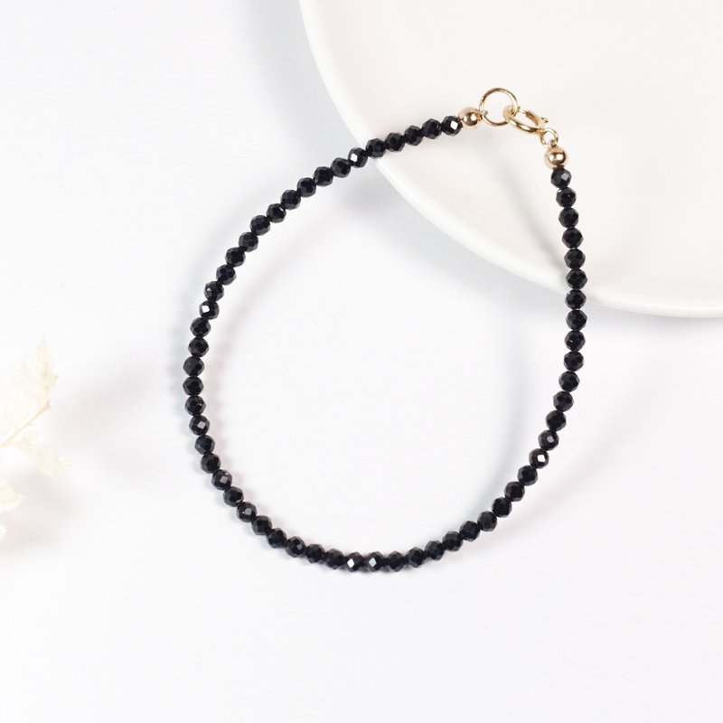 黑尖晶 I 意志之石 × 防护 × 清晰思维 I 美国14KGF极细手链 - 手链/手环 - 水晶 黑色