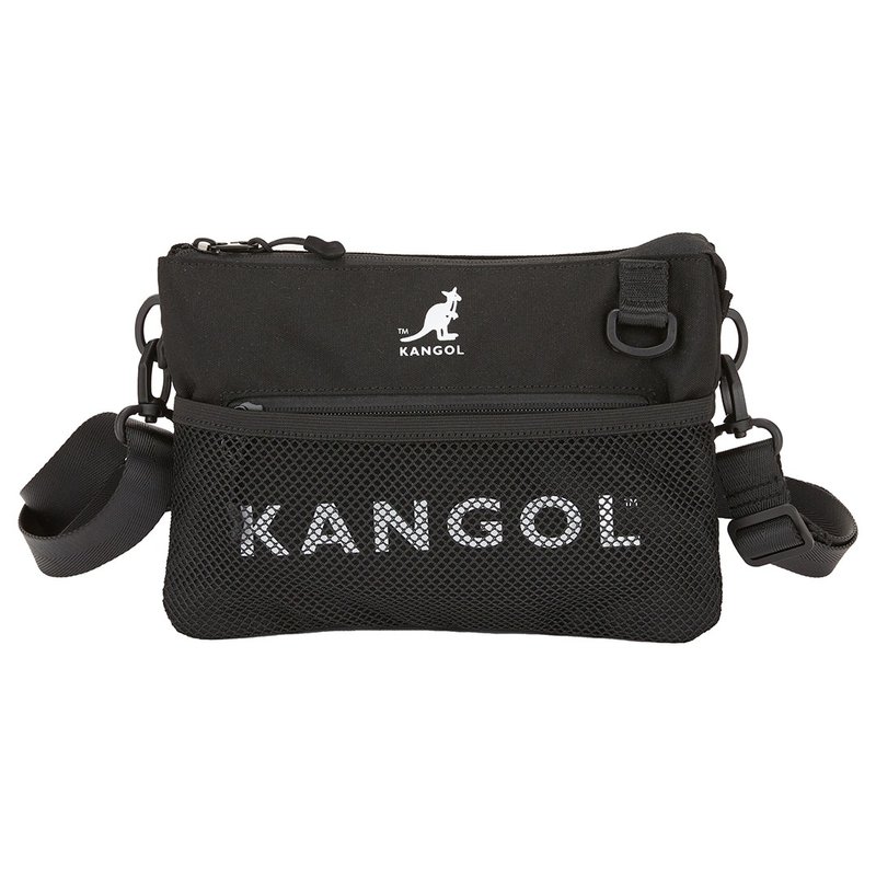 KANGOL多夹层小侧包-经典黑 - 侧背包/斜挎包 - 尼龙