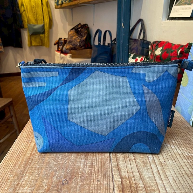 迷你斜背包 织纹“TENKI” 夜空 天气 - 侧背包/斜挎包 - 棉.麻 蓝色