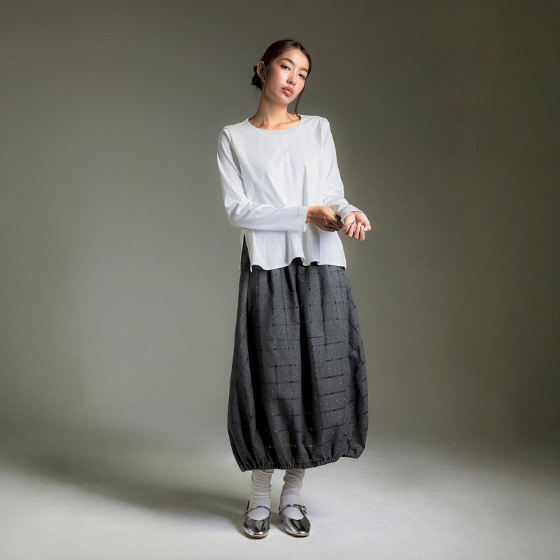 圆领拼接开衩针织上衣 - 女装上衣 - 其他人造纤维 白色