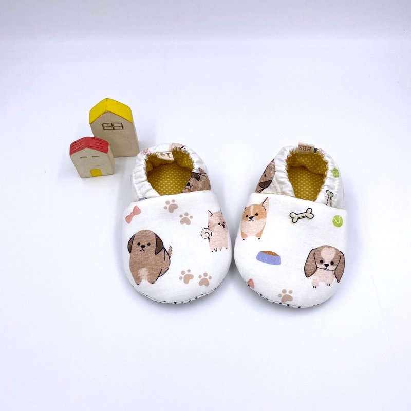 博美犬-初步鞋/成长鞋/漫步鞋 - 婴儿鞋 - 棉.麻 卡其色