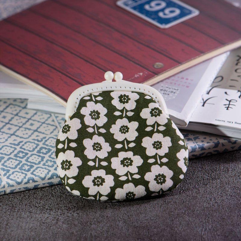 【一朵一朵小FA花】零钱包#小口金包#可爱#日系#收纳#小礼物 - 零钱包 - 棉.麻 绿色