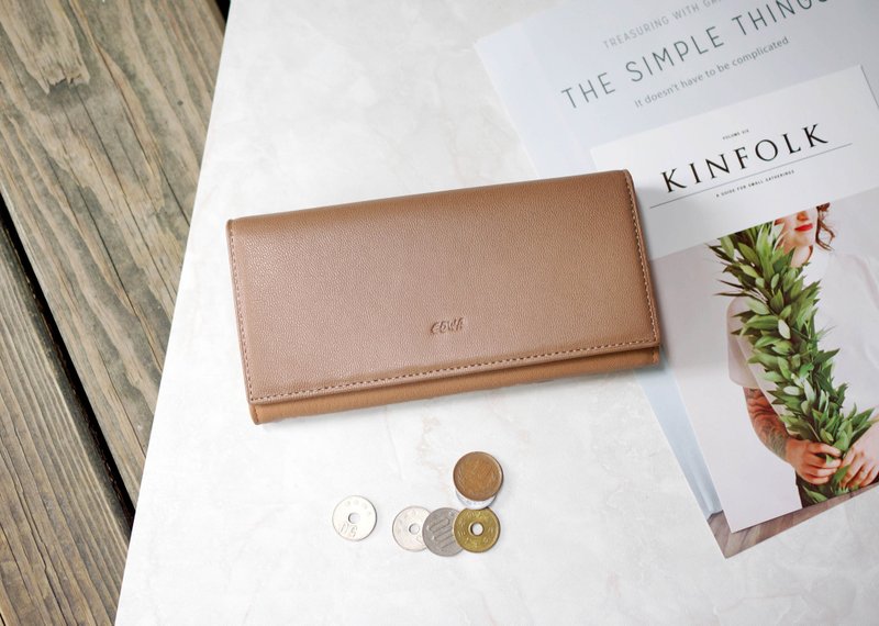 拼色双扣长夹 - 皮夹/钱包 - 真皮