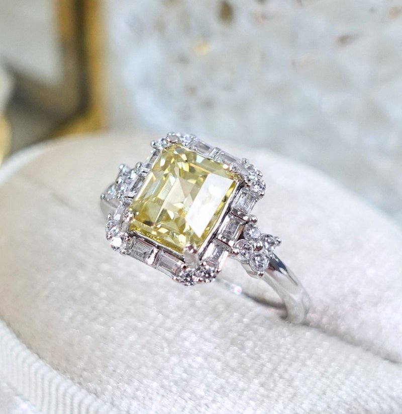 古典 天然风信子 天然锆石 艳黄色光泽 招财宝石 纯银戒 订制款 - 戒指 - 纯银 黄色