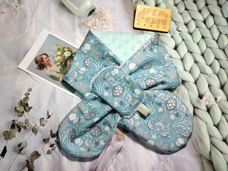 美国限量布烫银蒂芬妮绿海洋海龟围脖-不分年龄围脖-短围巾-脖围 - 围巾/披肩 - 棉.麻