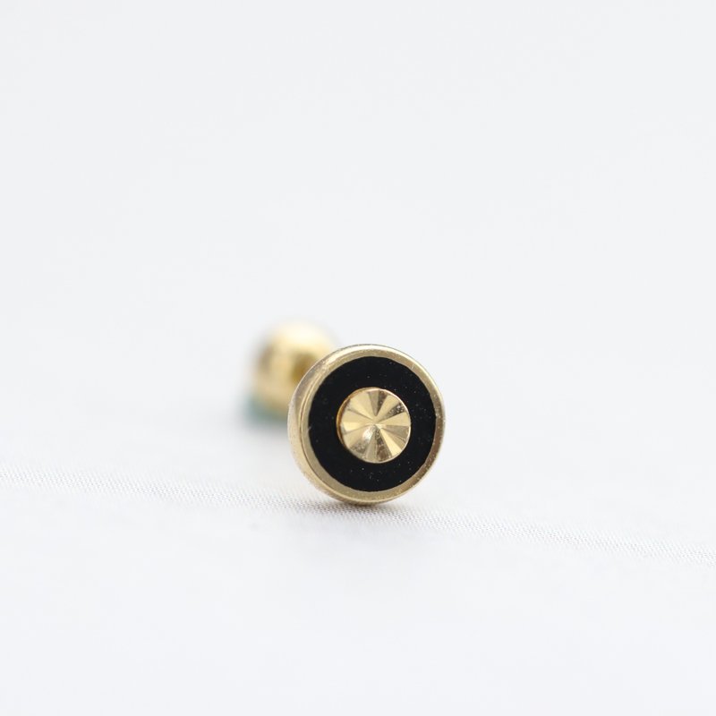 纯14K  黑圆形锁珠耳环(单个)耳骨 耳窝 不退色 - 耳环/耳夹 - 贵金属 金色