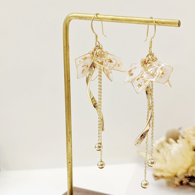 1KM披星戴月•奢华几何金箔树脂耳环 - 耳环/耳夹 - 树脂