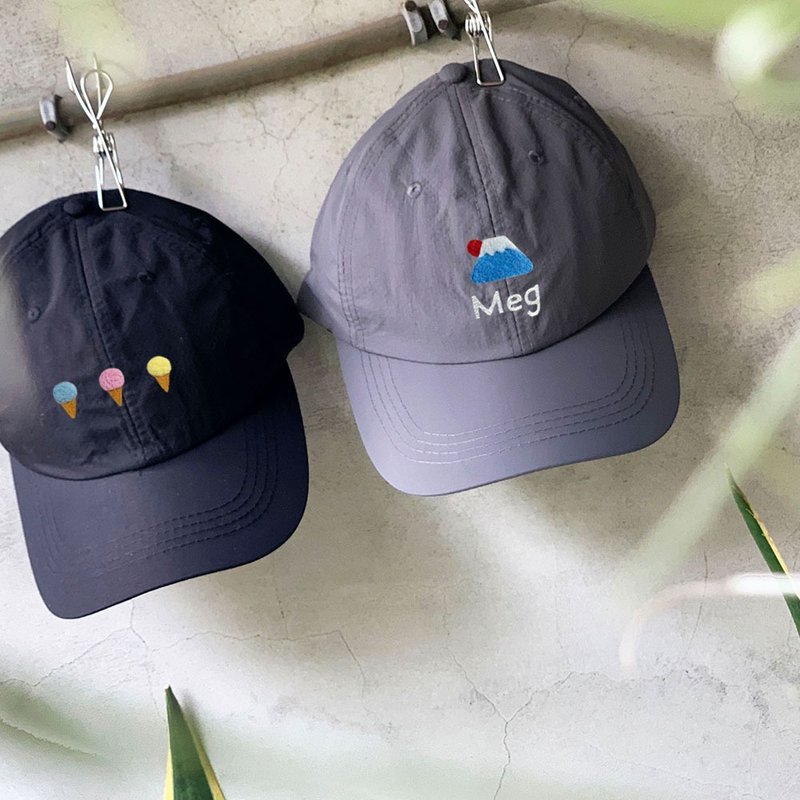 【Q-cute】帽子系列-薄款棒球帽-可爱图案-加字/定制化 - 帽子 - 聚酯纤维 多色