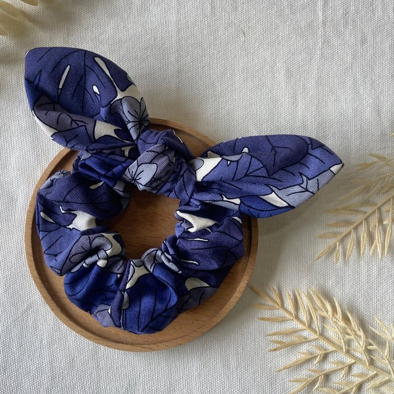 大肠圈/兔耳大肠圈/发束/清晨的森林-蓝紫 - 发饰 - 棉.麻 蓝色