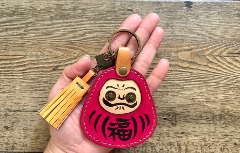 POPO│不倒翁│皮革钥匙圈.独创/双面leather - 钥匙链/钥匙包 - 真皮 红色