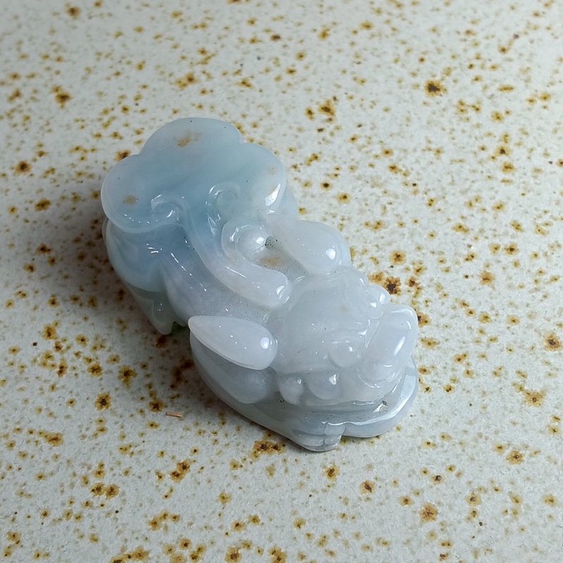 J0125天然翡翠A货 . 冰糯蓝绿撒金如意貔貅.健康富有.挂饰. - 摆饰 - 玉石