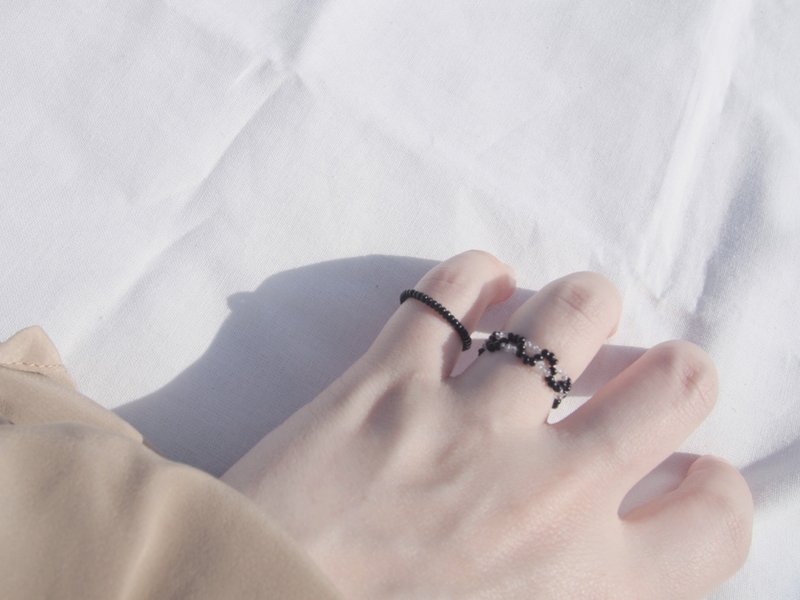 ビーズリング クリアーリング  naminami #3 - 戒指 - 其他材质 黑色