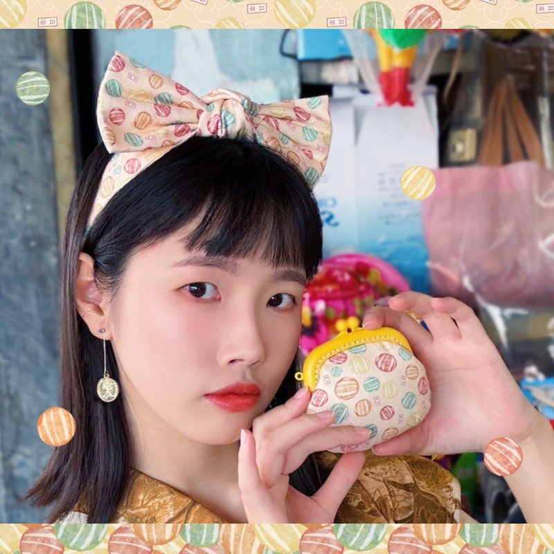 巧妙艺手 独家金甘糖蝴蝶结发带-大人 手作蝴蝶结发带 - 发带/发箍 - 棉.麻 橘色