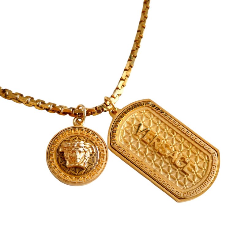 Collier en Dog Tag de Style Militaire Versace avec Médaillo - 戒指 - 其他金属 金色