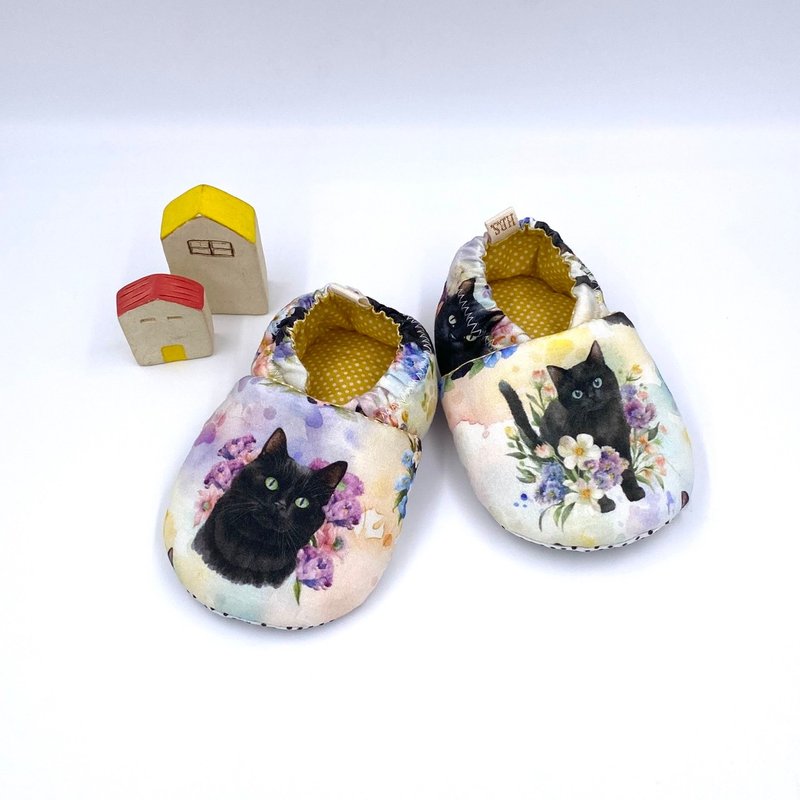 小黑猫-初步鞋/成长鞋/漫步鞋 - 婴儿鞋 - 棉.麻 黑色