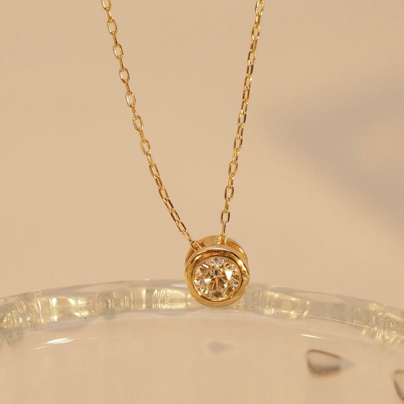 18K金边框钻石项链18K Gold Bezel Diamond Necklace - 项链 - 贵金属