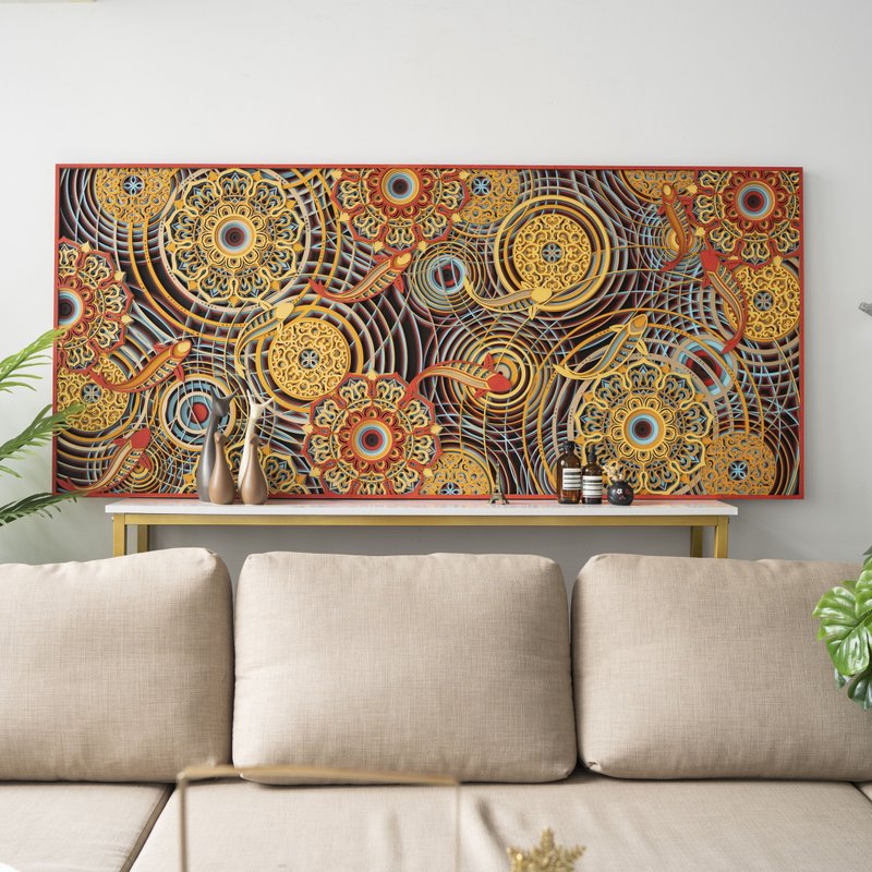 九鱼图|新中式玄关墙面装饰鸿运锦鲤创意立体客厅壁挂装 - 墙贴/壁贴 - 木头