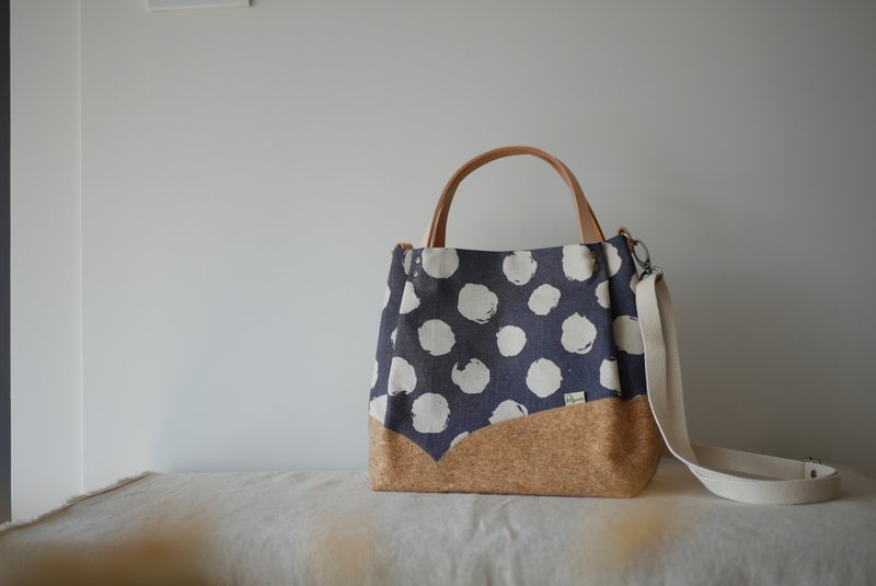 灰蓝圈大美折手提斜背包 - 手提包/手提袋 - 棉.麻 蓝色