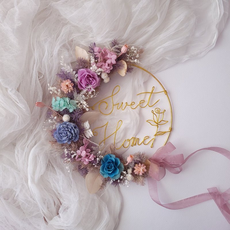 文字金属花圈 | 约30cm豆蔻紫裙上的一抹碧色 - 墙贴/壁贴 - 植物.花 白色