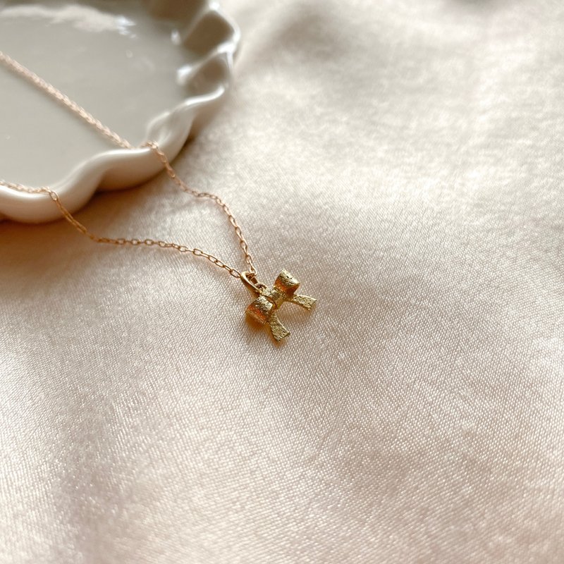 金色蝴蝶结-黄铜项链 - 项链 - 铜/黄铜 金色