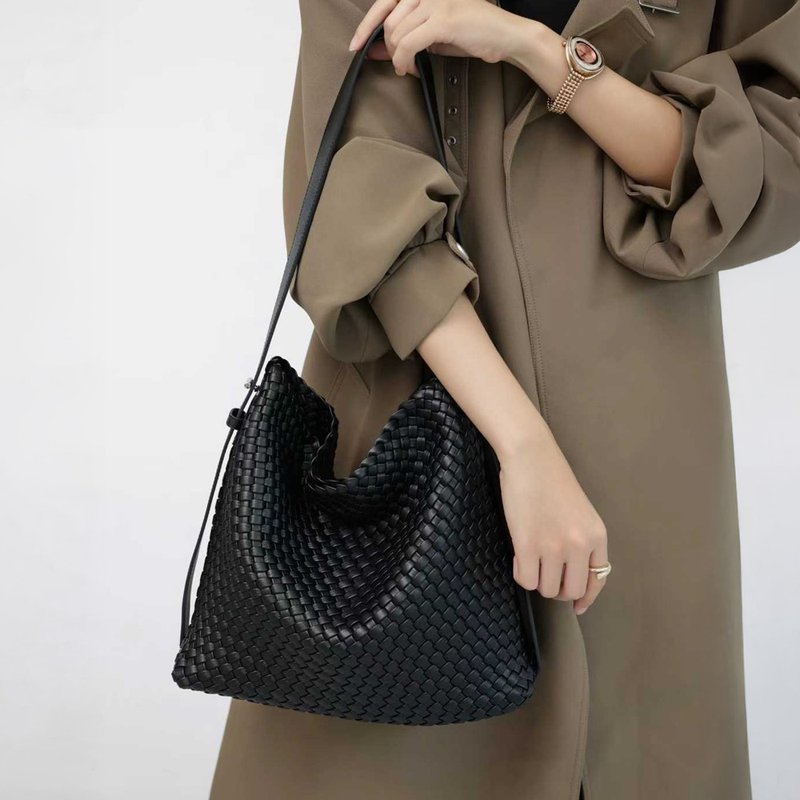 牛皮編織單肩包 Tote托特包 真皮斜挎包 側背包 腋下包 手提包 - 侧背包/斜挎包 - 真皮