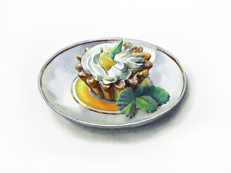 Cake original watercolor painting by artist Irina Zhunaeva - 墙贴/壁贴 - 纸 多色