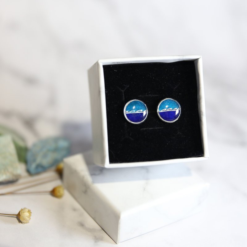 100%手工制景泰蓝工艺金丝珐琅耳环饰物拼色款 - 耳环/耳夹 - 半宝石 蓝色