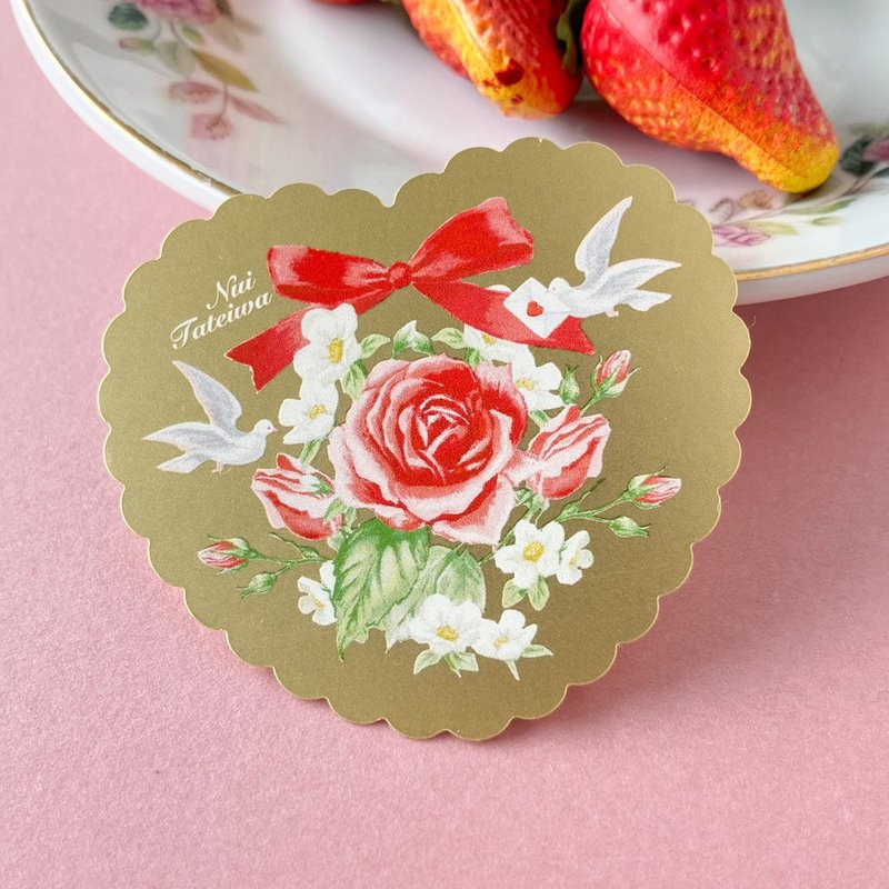 玫瑰心形贴纸 - 贴纸 - 纸 金色