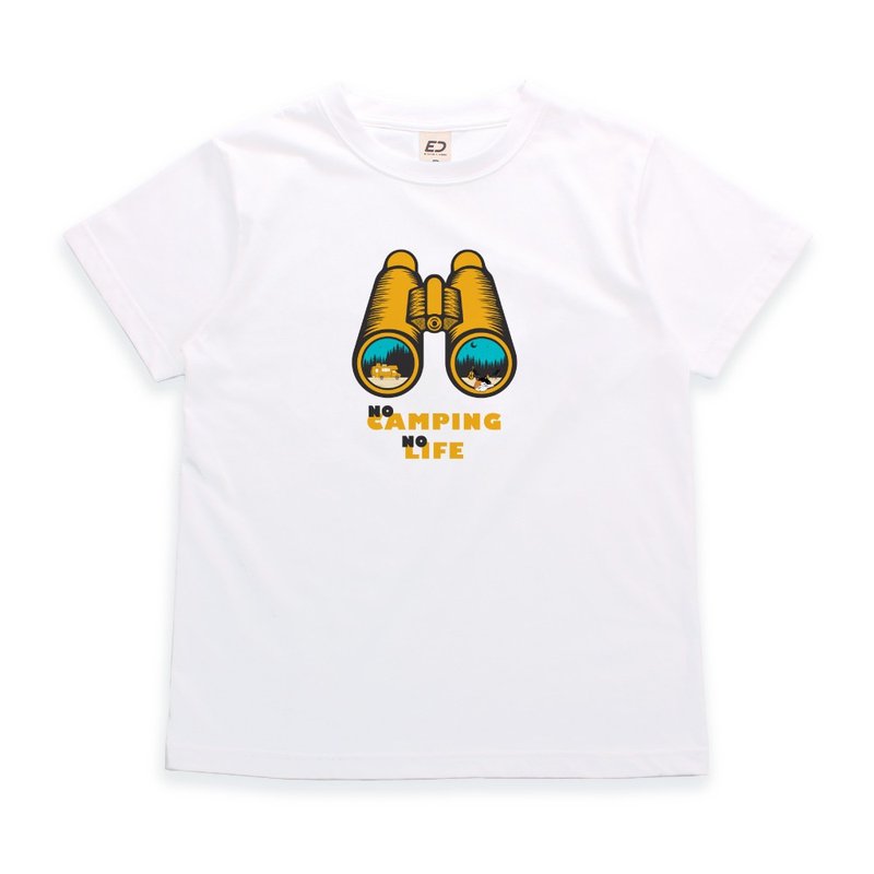 【露营】没有露营没有人生  短T/男上衣/女上衣/中性T - 男装上衣/T 恤 - 棉.麻 白色