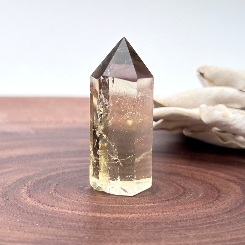 暖璨。小柱 疗愈 招财 有天然矿坑 l 黄水晶小柱 有彩 l - 摆饰 - 水晶 黄色
