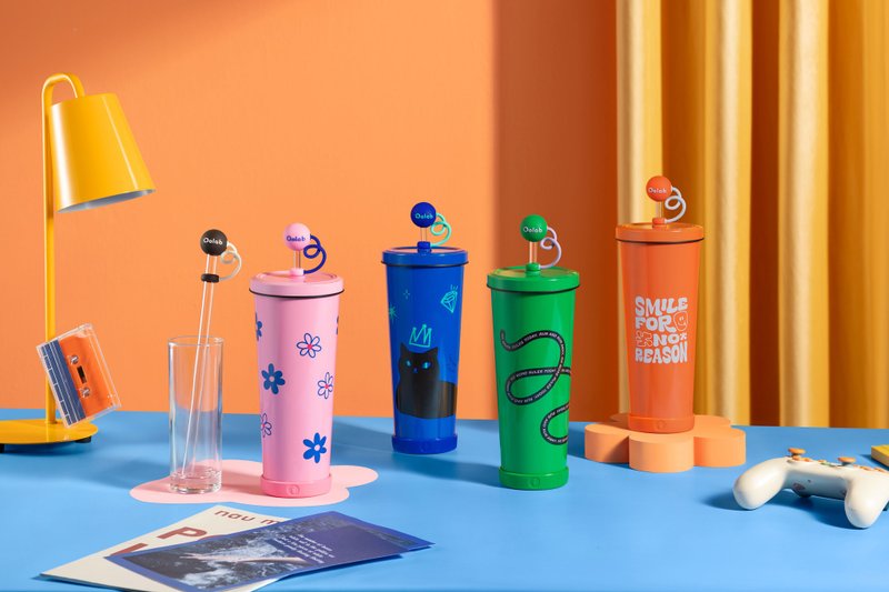 甜酷调色板系列 陶瓷易洁层吸管杯850ml - 保温瓶/保温杯 - 其他金属 多色