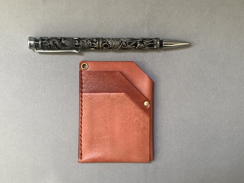 POPO│观│牛皮 .轻巧卡套(红棕色) - 证件套/卡套 - 真皮 红色