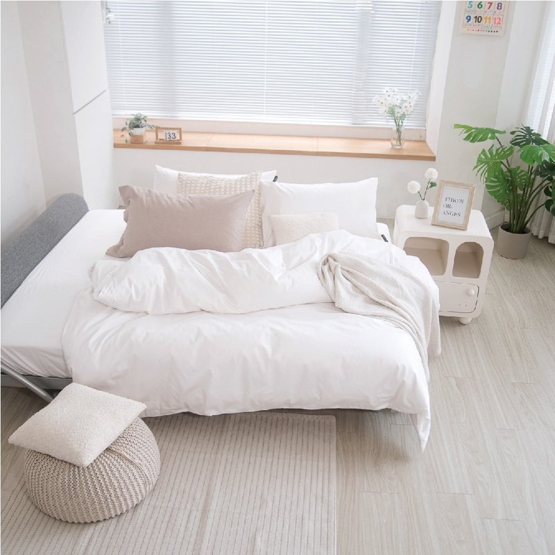 Basic12纯净白 300织长绒棉 床包枕套/床包被套组/台湾制 - 寝具 - 棉.麻