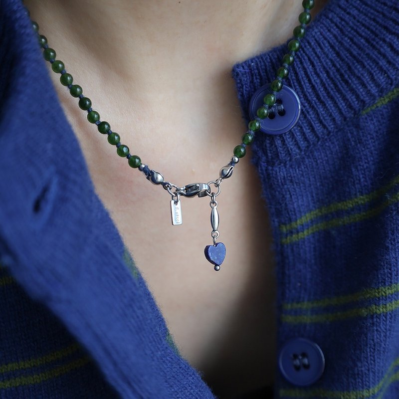 挪威森林│绿玉髓 3mm 锁骨项链 - 项链 - 半宝石 绿色