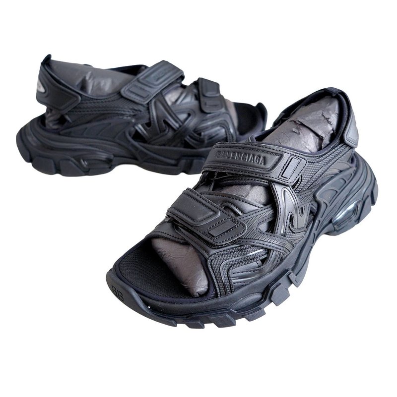 EU42 Sandales en Caoutchouc Velcro Noires Track Balenciaga - 男女凉鞋 - 真皮 黑色