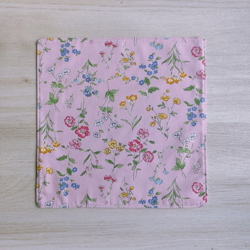 台湾纯棉手帕=春晓花语=粉红(共4色) - 手帕/方巾 - 棉.麻