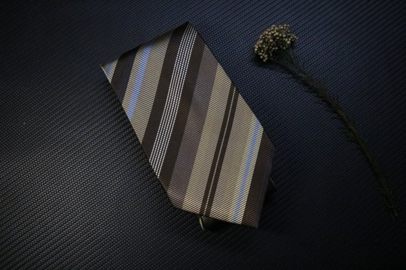 棕色拼复古金条纹领带真丝商务绅士礼盒装 - 领带/领带夹 - 丝.绢 多色