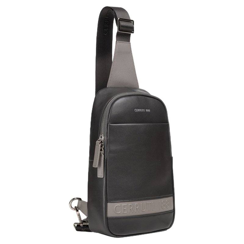 CERRUTI 1881 限量2折 意大利顶级小牛皮斜肩包 全新专柜展示品 - 侧背包/斜挎包 - 真皮 灰色