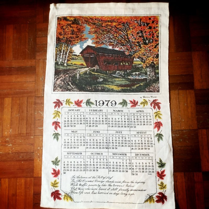 1979 美国早期布面月历 枫叶 - 墙贴/壁贴 - 棉.麻 橘色