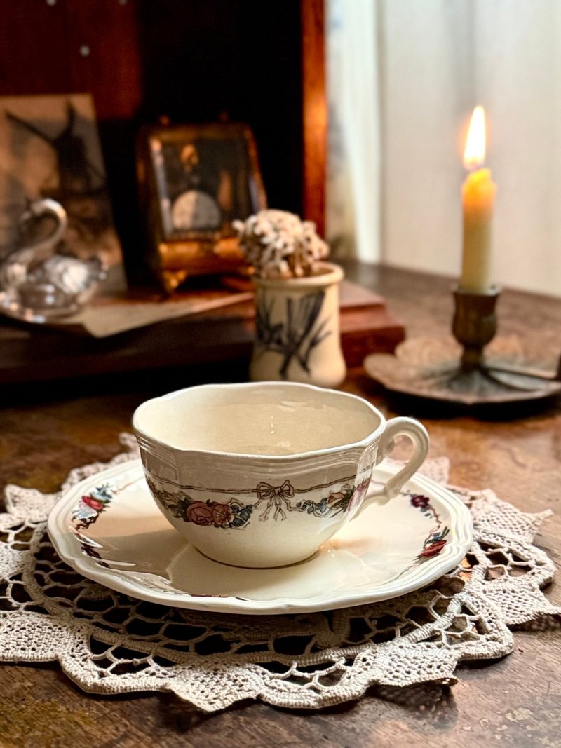 50276-稀美法国 Sarreguemines Oternai 系列古董茶杯组 - 茶具/茶杯 - 瓷 银色