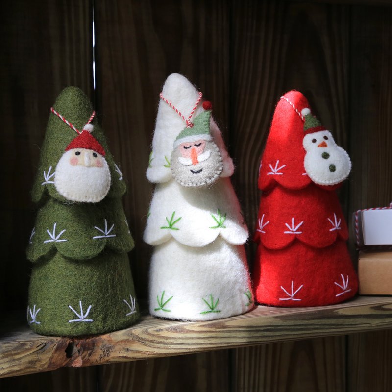 圣诞居家摆饰/羊毛毡1变3 创意圣诞树/白/S - 摆饰 - 羊毛 白色