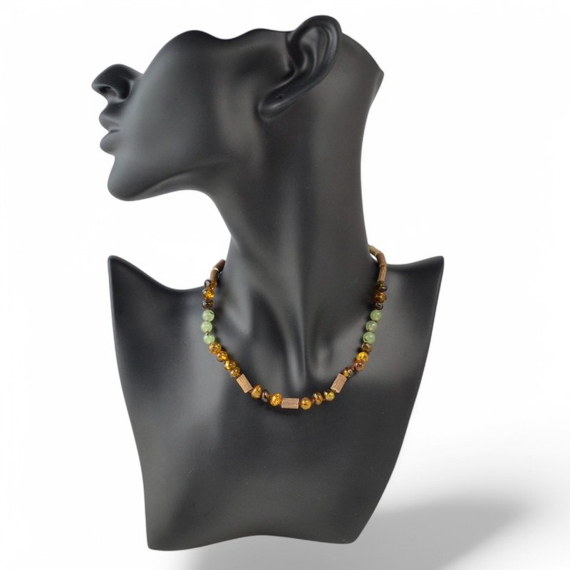 儿童琥珀项链  天然宝石珠  ET153 - 项链 - 宝石 多色